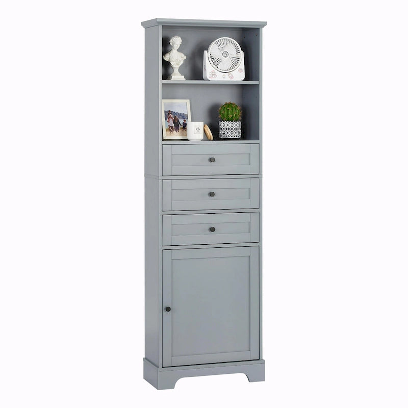Tall Storage Cabinet with Three Drawers and Adjustable Shelf