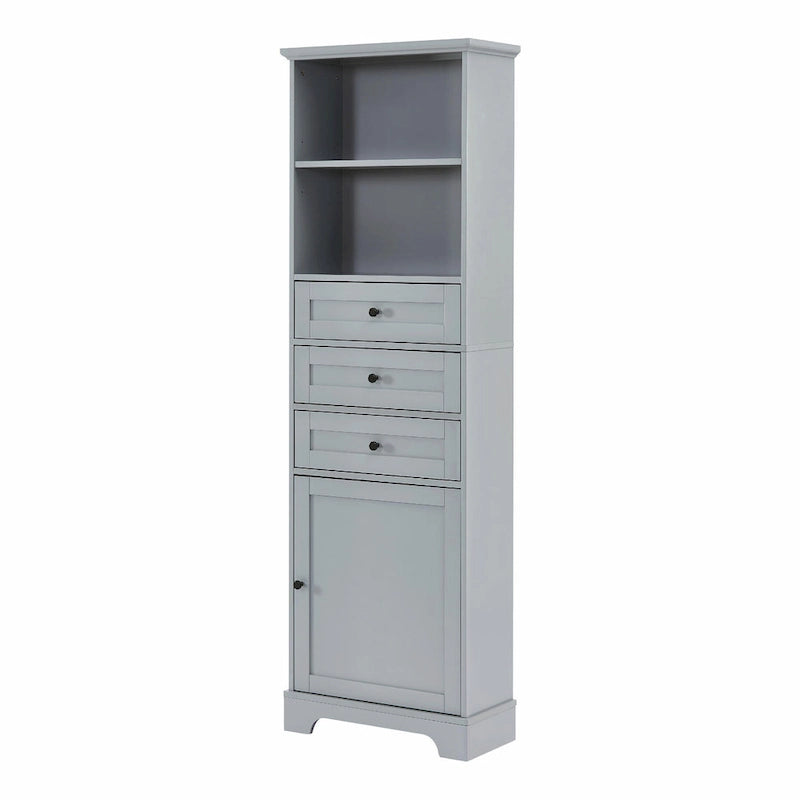 Tall Storage Cabinet with Three Drawers and Adjustable Shelf