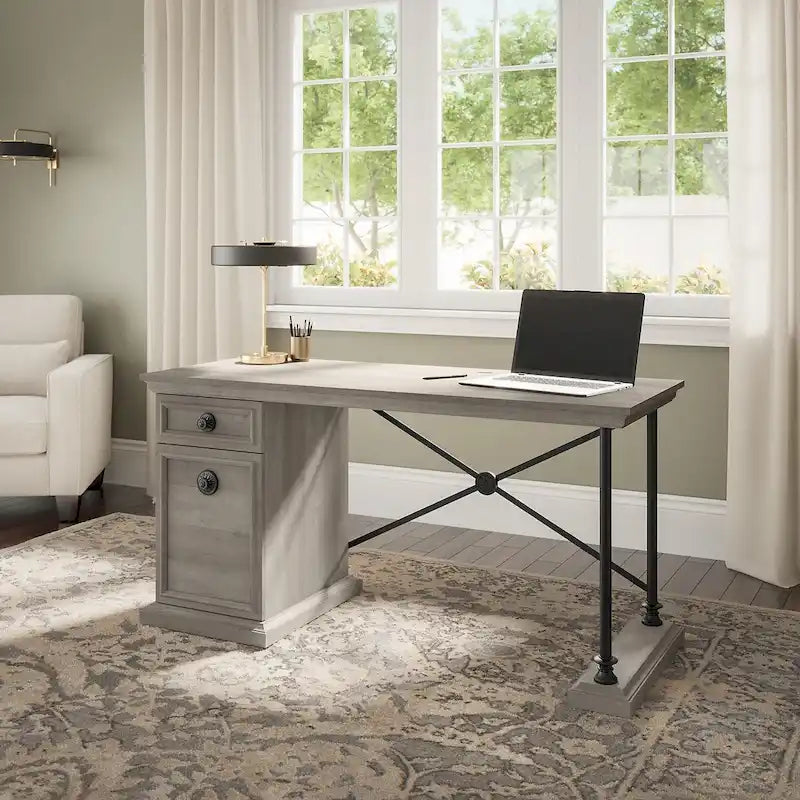60-Inch Desk with Storage Cabinet and Drawer